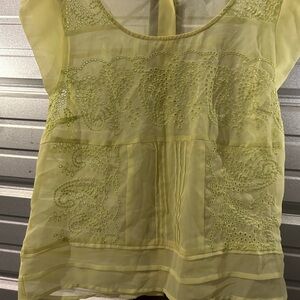 American Eagle Outfitters Yellow Embroidered Blouse